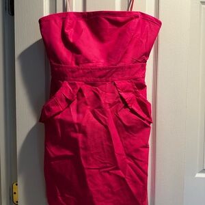 J. Crew Red Peplum Strapless Cocktail Dress